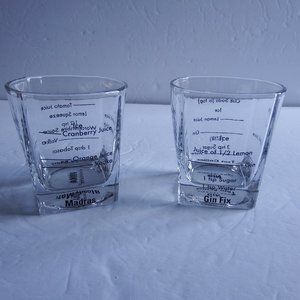 NEW Set of 2  Rocks Drink Recipe Glasses 3.5"x3.5"